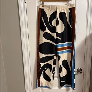 Zara Black and Cream Patterned Pants